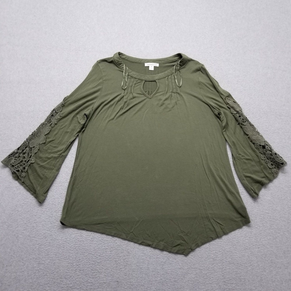John Paul Richard Shirt Womens Medium Green Long Sleeve Rayon Blend
